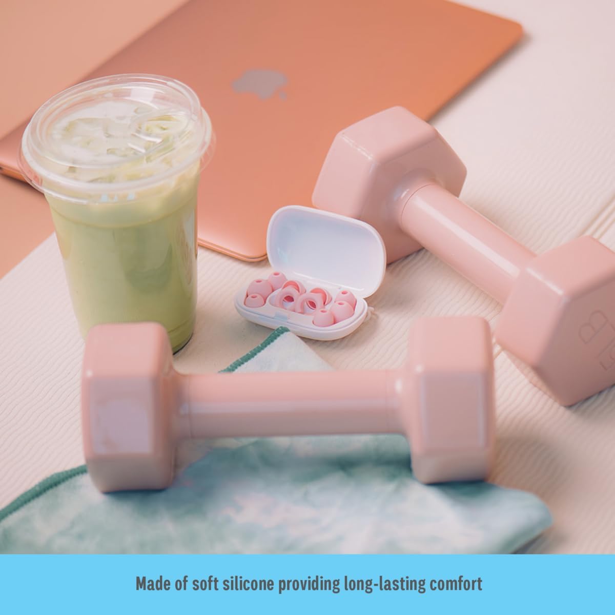 Hush Hoops Ear Plugs, Ultra-Soft Reusable Silicone Plugs with Horseshoe Shape for Comfort, Designed for Sleep and Sound Suppression, 17dB (NRR) Noise Reduction Rating, Pink, 1 Pair with Travel Case