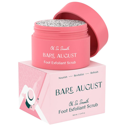 Bare August Foot Scrub - Pure & Natural Exfoliating Treatment - Soothes Skin, Softens Calluses, Eases Dry Cracks, Removes Dead Skin For Soft, Smooth Feet - Pedicure Care For Women & Men - 3.4 fl oz