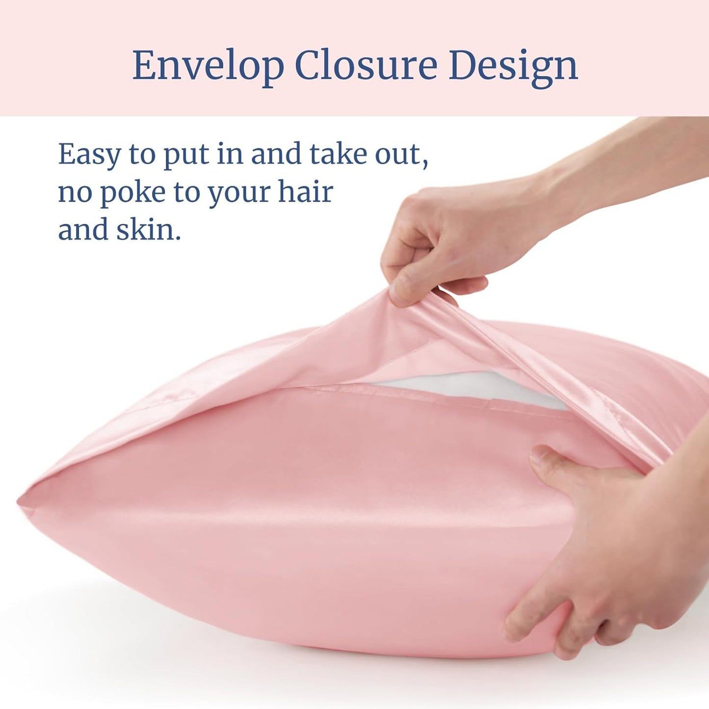 BEDELITE Satin Pillowcase for Hair and Skin, Super Soft Similar to Silk Pillow Cases 4 Pack with Envelope Closure, Cooling Pillowcases for Women Men (20"x30" Queen Size, Pink)