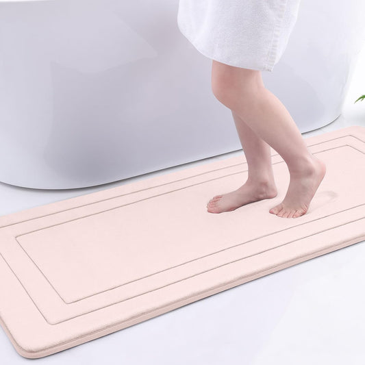 Arotive Memory Foam Bathroom Rug Mat 59x24, Ultra Soft and Absorbent Bath Mat, Machine Wash Dry, Comfortable Bath Rug Carpet for Bathroom Floor, Tub and Shower, Pink