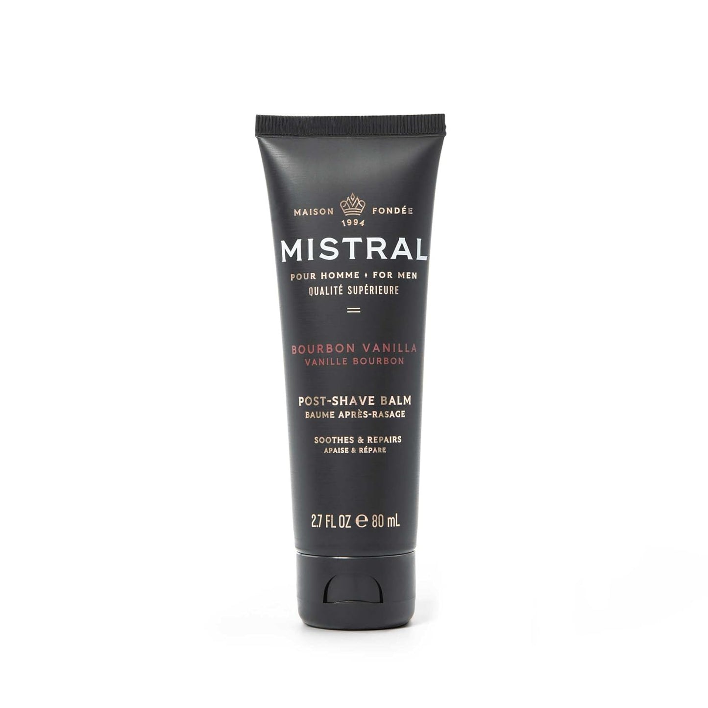 Mistral Bourbon Vanilla Post Shave Balm | Soothing Aftershave for Men with Aloe & Jojoba Oil | Non-Greasy Post Shave Moisturizer, For All Skin, Paraben & Phthalates Free | Made in France - 80ml