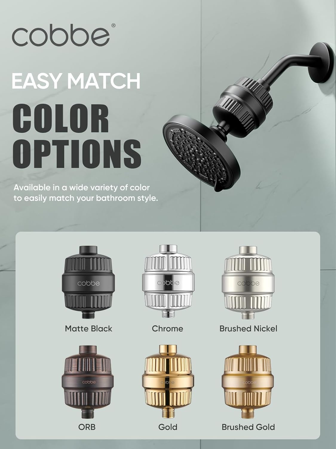 Cobbe HD HEAVY DUTY High Output Shower Filter 2 Pack – 99% REMOVAL Shower Head Filter for Hard Water, Heavy Metals, Chlorine and Harmful Substance, Improve your skin and hair - Black