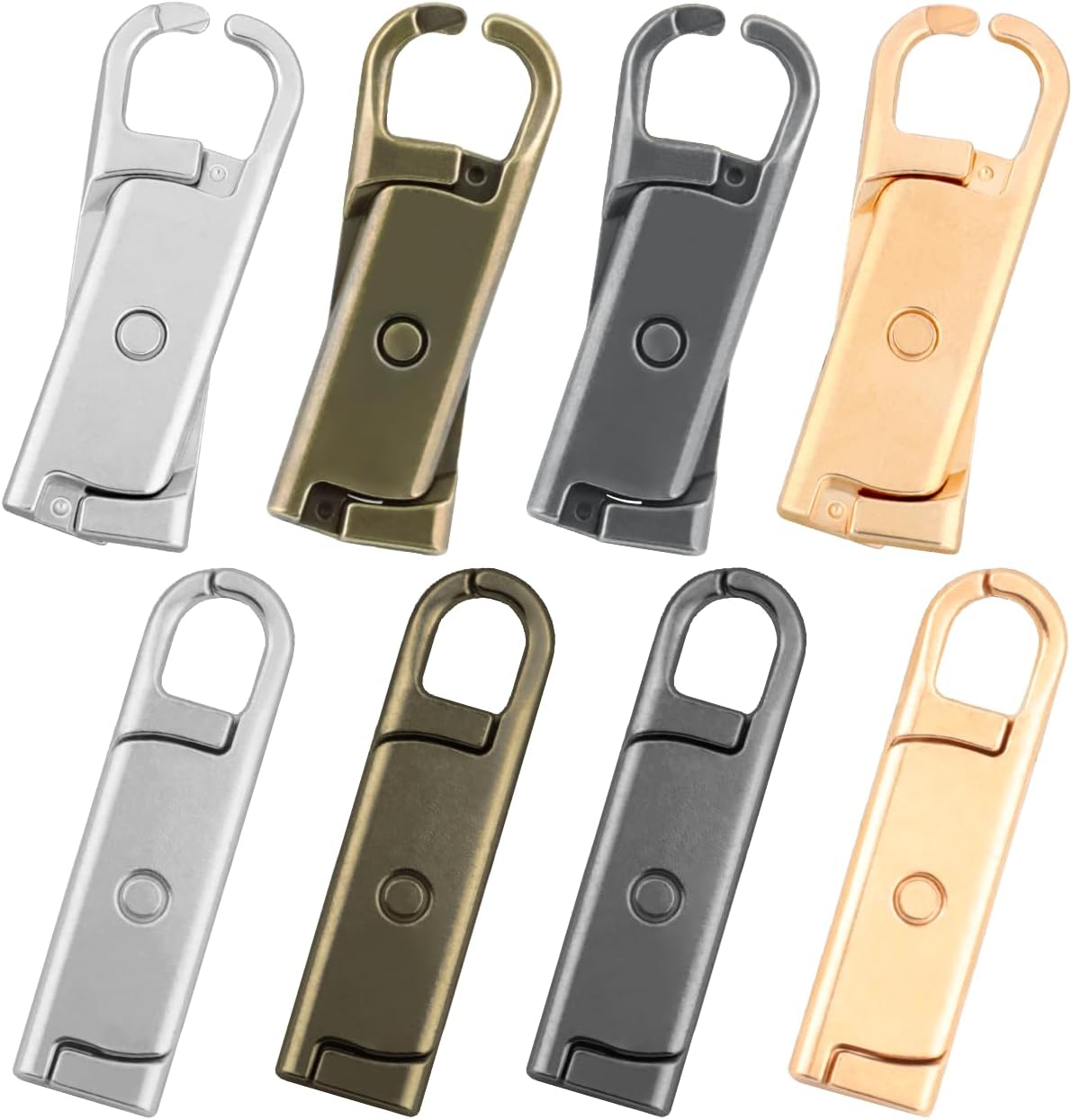 Zipper Pull Replacement (Upgraded Small Size)，8 Pcs Detachable Replacement Zipper Pull Tabs for Luggage Clothing Jackets Backpacks Boots Purse Coat(Silver, Bronze, Gold, Gun Black/Small)