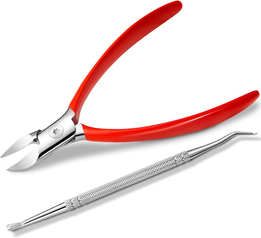 Ingrown Toenail Clipper Removal Kit - Toenail Clippers for Thick, Fungal-Damaged, Curved Nails with Lifter & File, Long-Handle Pedicure Tools for Men, Women & Seniors