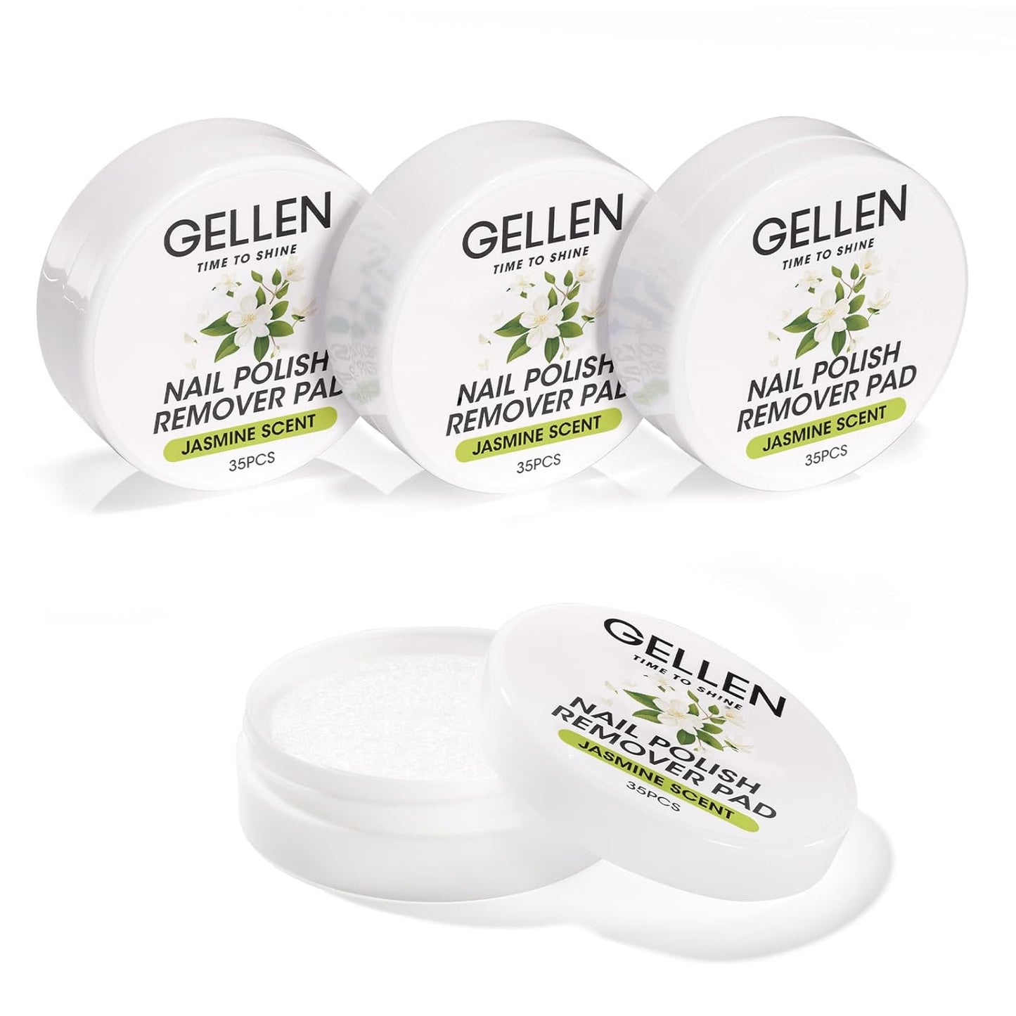 Gellen Nail Polish Remover Pads Non-Acetone Traditional Nail Polish Remover Wipes, 140pcs Travel Wets Bulk Set For Clearing Regular Manicure Salon Home, Jasmine Scent