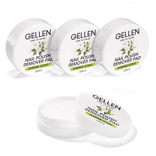 Gellen Nail Polish Remover Pads Non-Acetone Traditional Nail Polish Remover Wipes, 140pcs Travel Wets Bulk Set For Clearing Regular Manicure Salon Home, Jasmine Scent