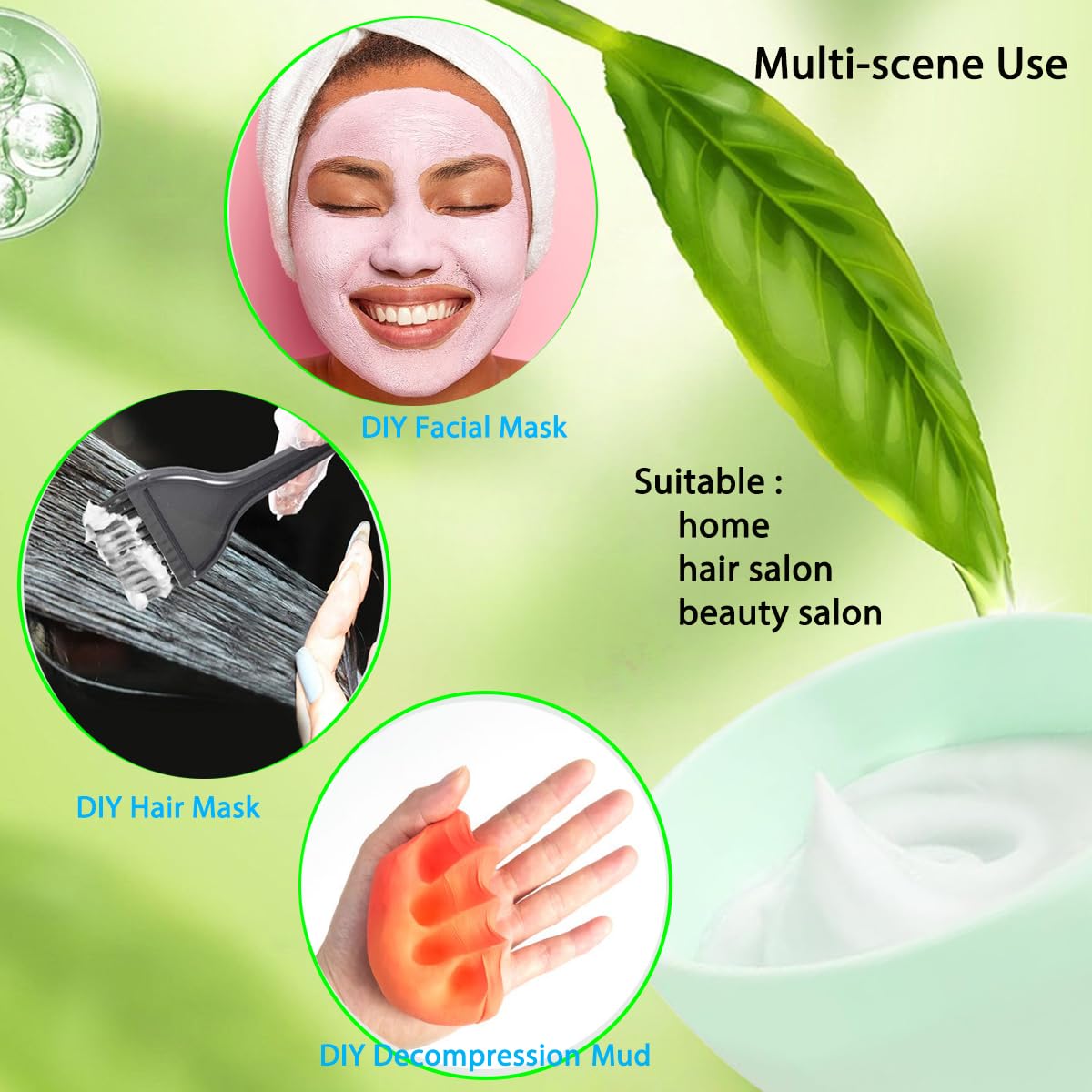 6 Pack Silicone Face Mask Mixing Bowls - Microwave & Freezer Safe, Non-Stick Esthetician Bowls for DIY Skincare, Clay Masks, Hair Color, 3.3-inch Esthetician Supplies(Green-6Pcs)