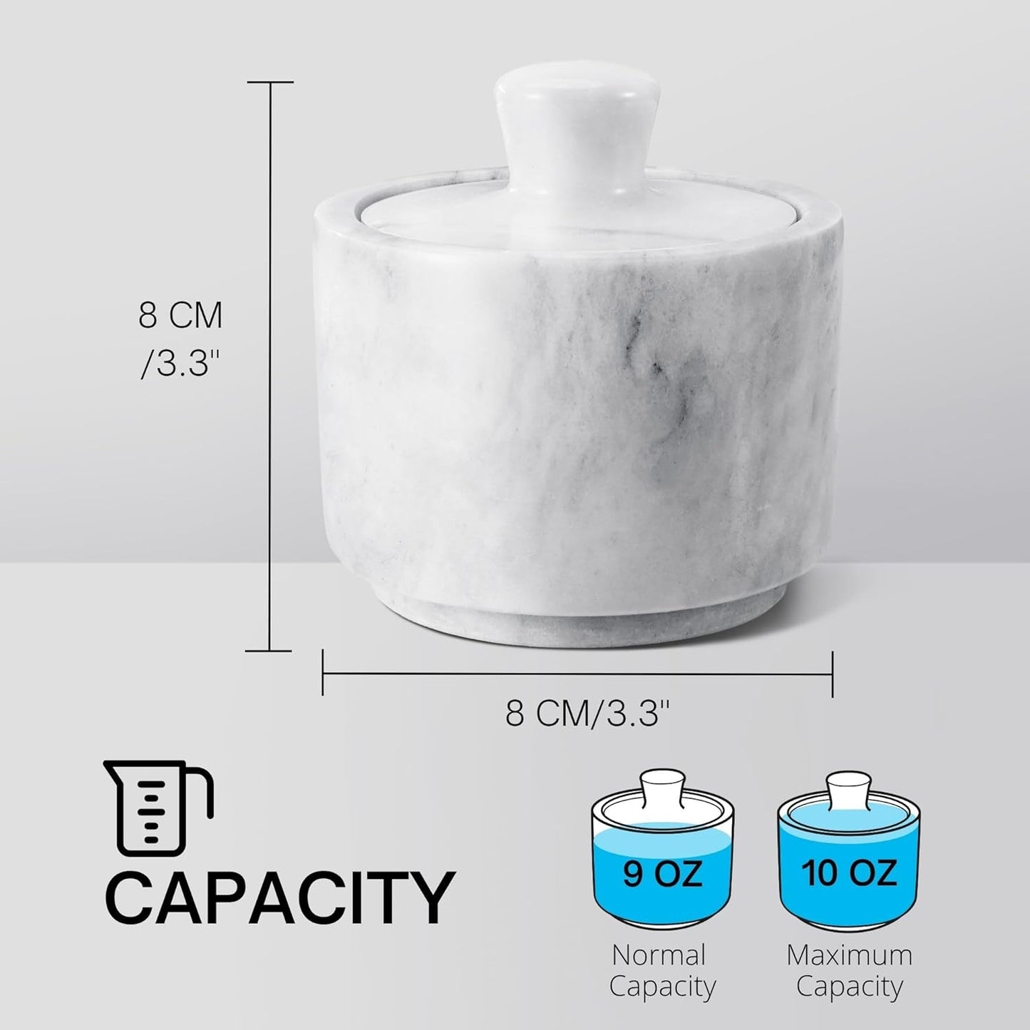 Flexzion Multi-Purpose Marble Container with Lid - Salt, Pepper, Paprika and Powdered Herbs, Marble Box for Jewelry, Watches and Accessories (White)