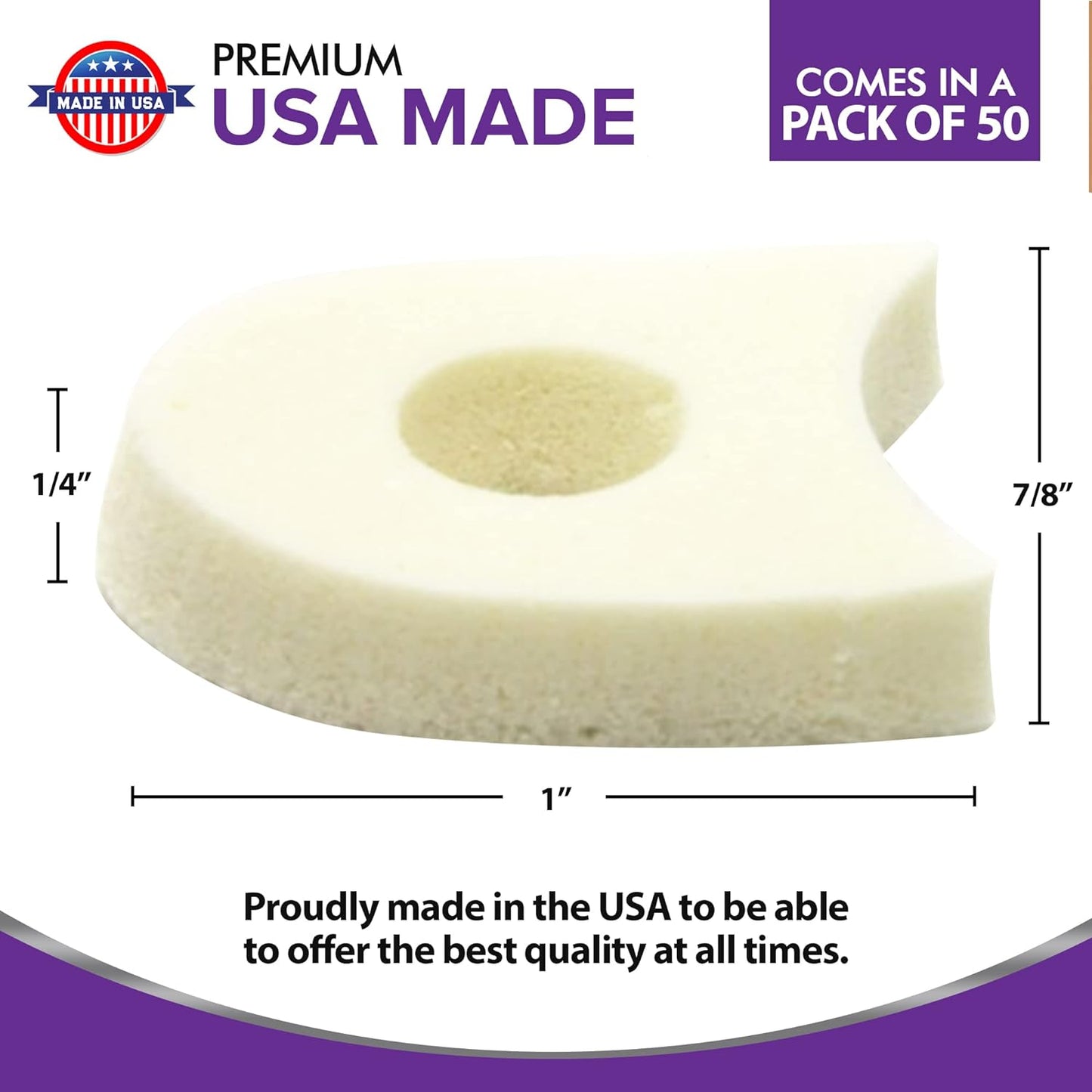 Premium Foam Toe Separators for Women and Men - Made in USA - Foam Toe Spacers for Corn, Blister, and Hammer Toe Relief - 1/4 Inch (50 Pack)