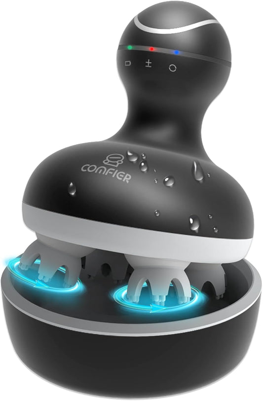 COMFIER Electric Scalp Massager Hair Growth, Cordless Head Massager Scalp Stress Relax, Waterproof Handheld Hair Scratcher with 84 Silicone Nodes, Gift for Men Women