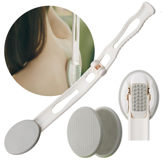 Lotion Applicator for Back - 3in1 Foldable, Cream, Sunscreen, Ointment Applicator, 19" Long Handle, Body Massage Tool - 1 Body Brush Pad, 1 Lotion Pad Included