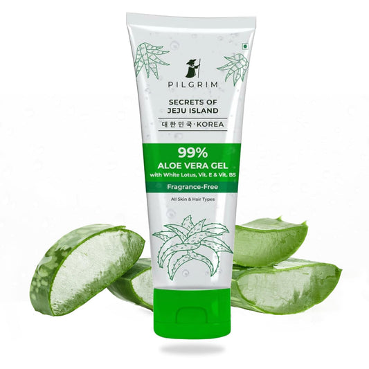 Pilgrim Korean 99% Pure Aloe Vera Gel for Hair & 200ml with Vitamin E & Vitamin B5 | Hydrates & Soothes Skin | Free from Parabens, Sulphates, Mineral Oils & Fragrance I For Women and Men | 200ml