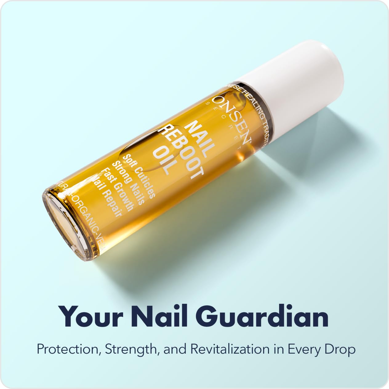 Onsen Secret Nail & Cuticle Repair Oil (10ml) - Dry Oil Formula - Japanese Tsubaki, Tea Tree & Jojoba - Strengthens Nails, Repairs Cuticles, Hydrates Skin & Hair - Natural & Vegan