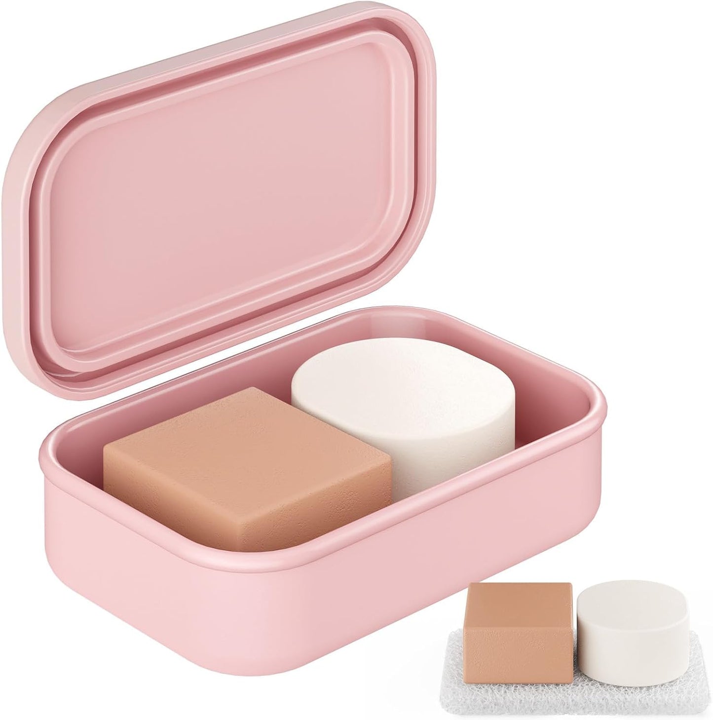 Quatish Solid Shampoo Bar Holder, Large Leakproof Travel Soap Case, Silicone Soap Box with Draining Layer, Enhanced Soap Container, Suitable for Camping, Gym, Bathroom, Outdoor Essentials, Pink