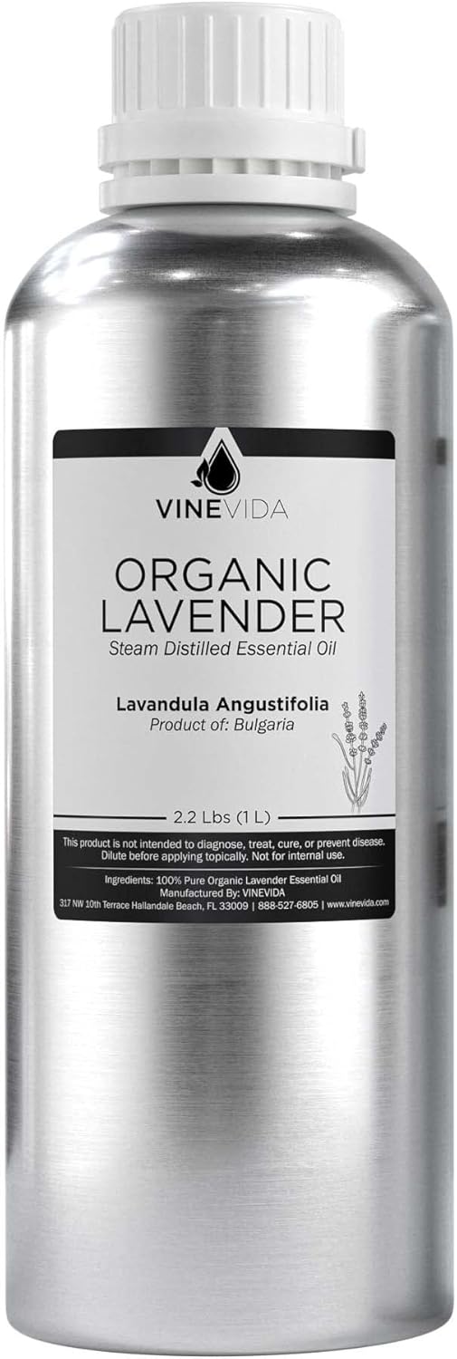 VINEVIDA Organic Lavender Essential Oil - 32 oz - Undiluted - DIY Candle Scents & Bulk for Soap Making
