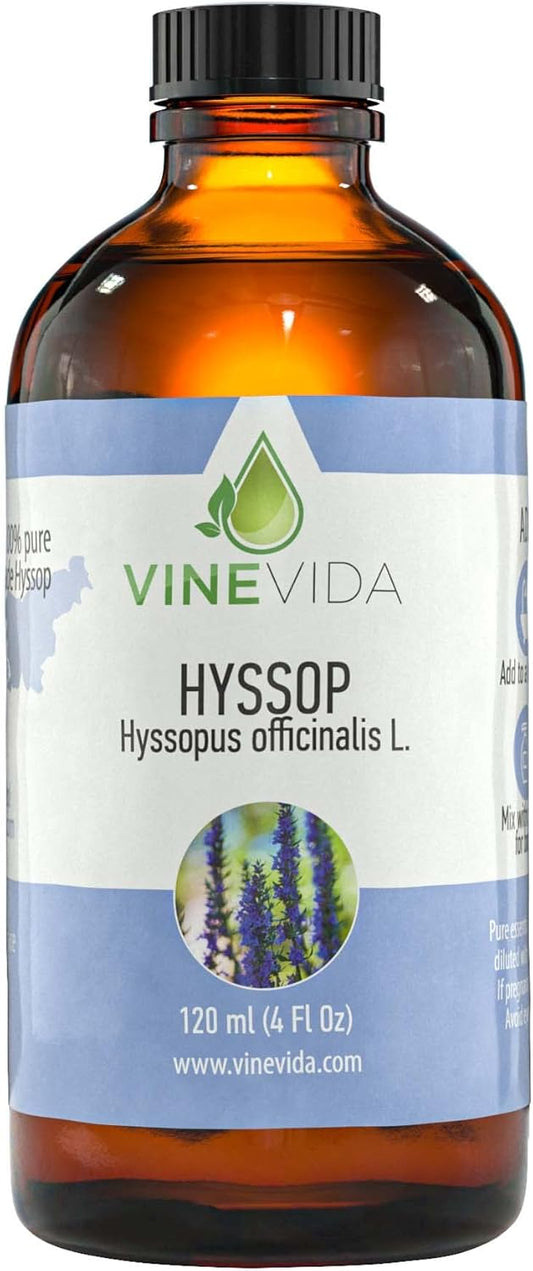 VINEVIDA Hyssop Essential Oil - Undiluted Hyssop Oil - Hyssop Candle Oil Scent - DIY Candle Scents for Candlemaking - Bulk Essential Oil for Soap Making Safe for Skin, 4.0 Fl Oz
