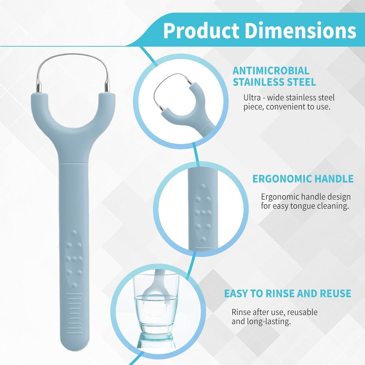 3-Pack Colorful Tongue Scraper for Adults, Stainless Steel, Metal Tongue Brush for Bad Breath, Oral Hygiene Tool, Easy to Use & Portable