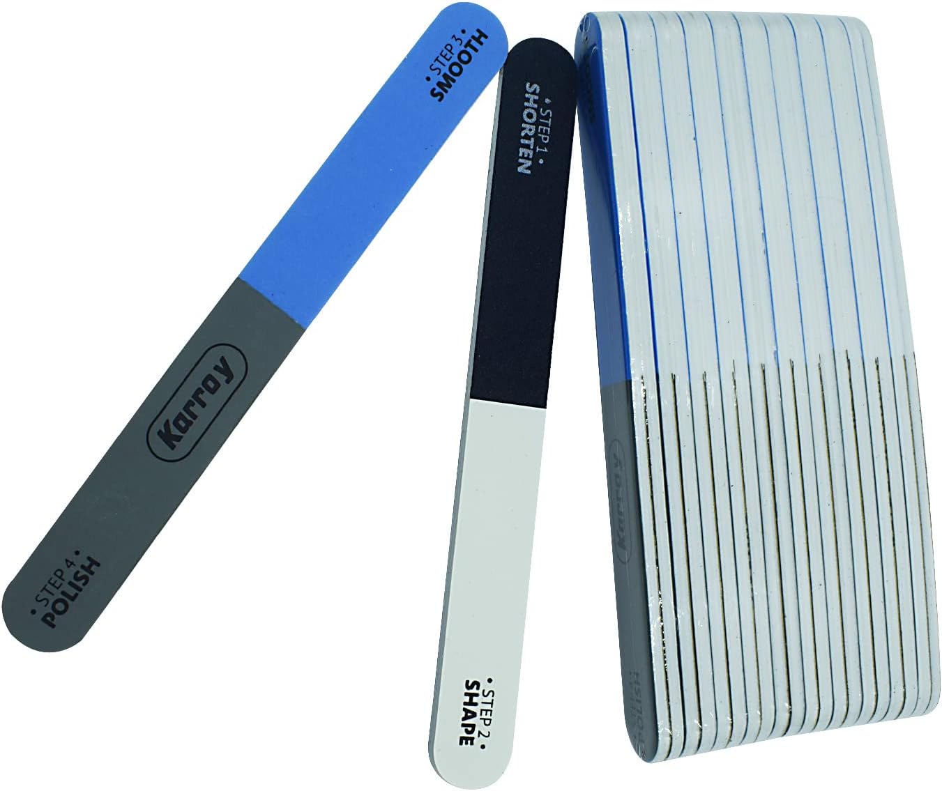 Nail File and Buffer for Natural Nails Dual Sided 4 Steps Shorten-Shape-Smooth-Polishing Nail Tools 20pcs