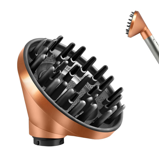 Large Diffuser Attachment for Dyson Airwrap, Converts to Hair Dryer for Faster Drying & Frizz Reduction, Heat-Resistant Nozzle for Curly Hair, Gold