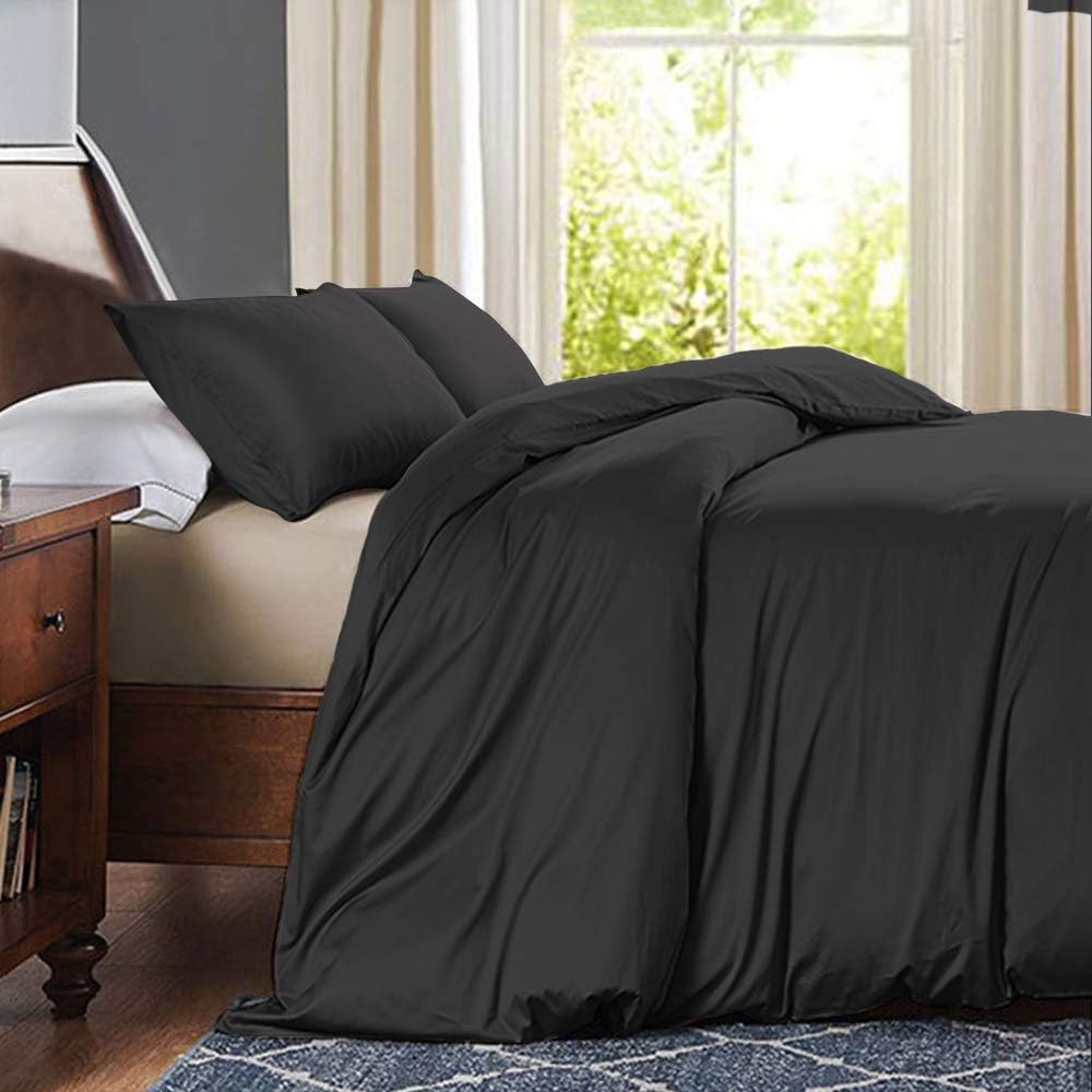 Juwenin Bedding,Luxury Satin Pillowcase with Zipper (Silky Satin Pillow Case for Hair) Set of 2 (Black, King(20''x36'))
