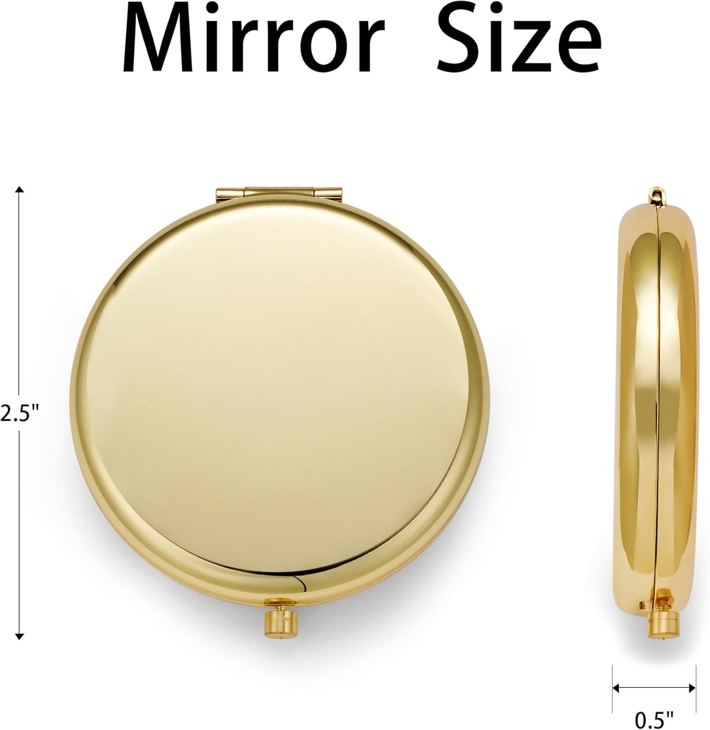 Compact Mirror, Pocket Travel Makeup Mirror for Purse, Metal Round Shell, 2-Sided 1X/2X Magnifying, Portable, Folding, Handheld, Gold, 2 Pack