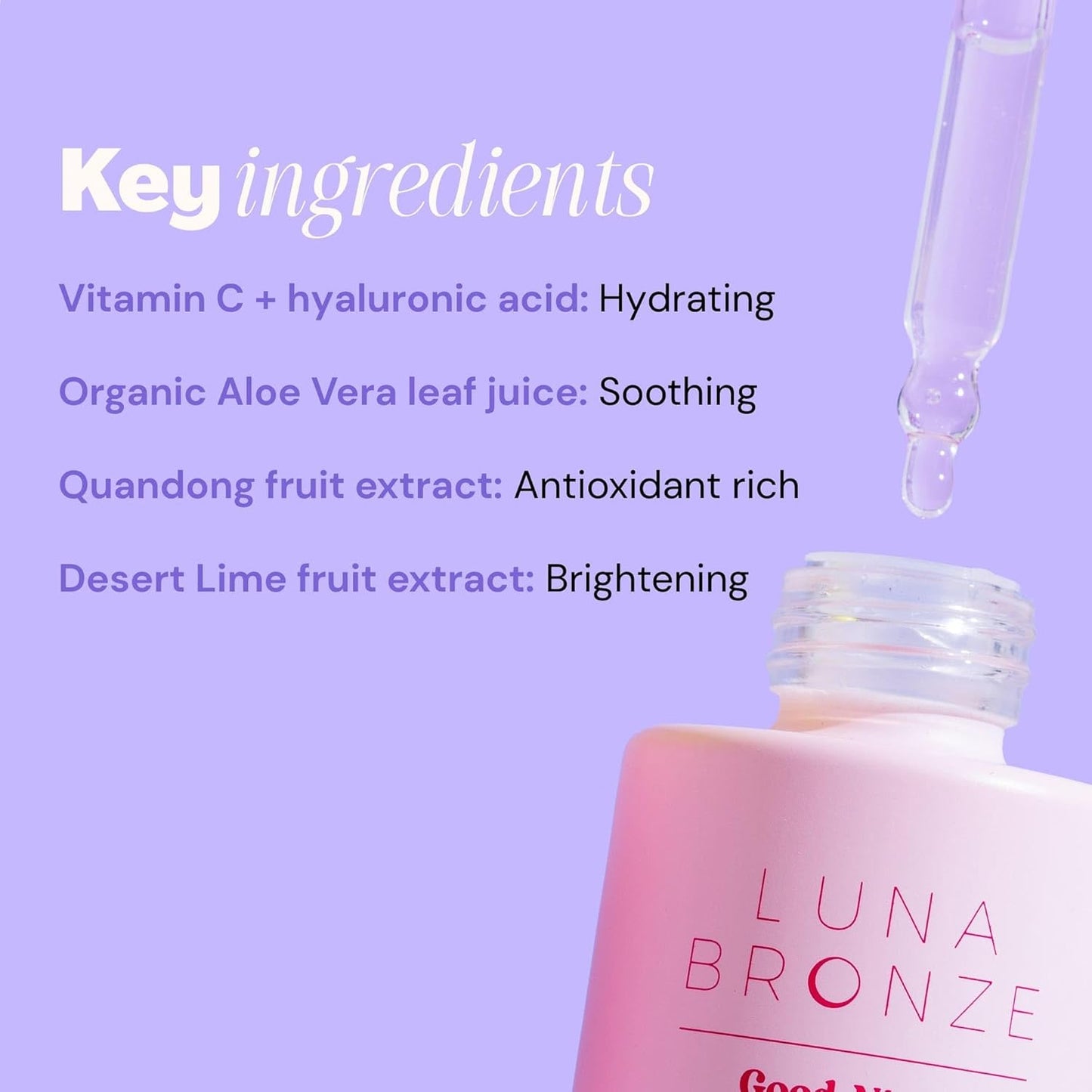 Luna Bronze Good Night Face Tanning Drops | Overnight Face Bronzing Serum for a Luminous, Natural Looking Glow | Hydrating Formula with Vitamin C | Infused with Australian Botanics (30ml/1.01 fl. oz)