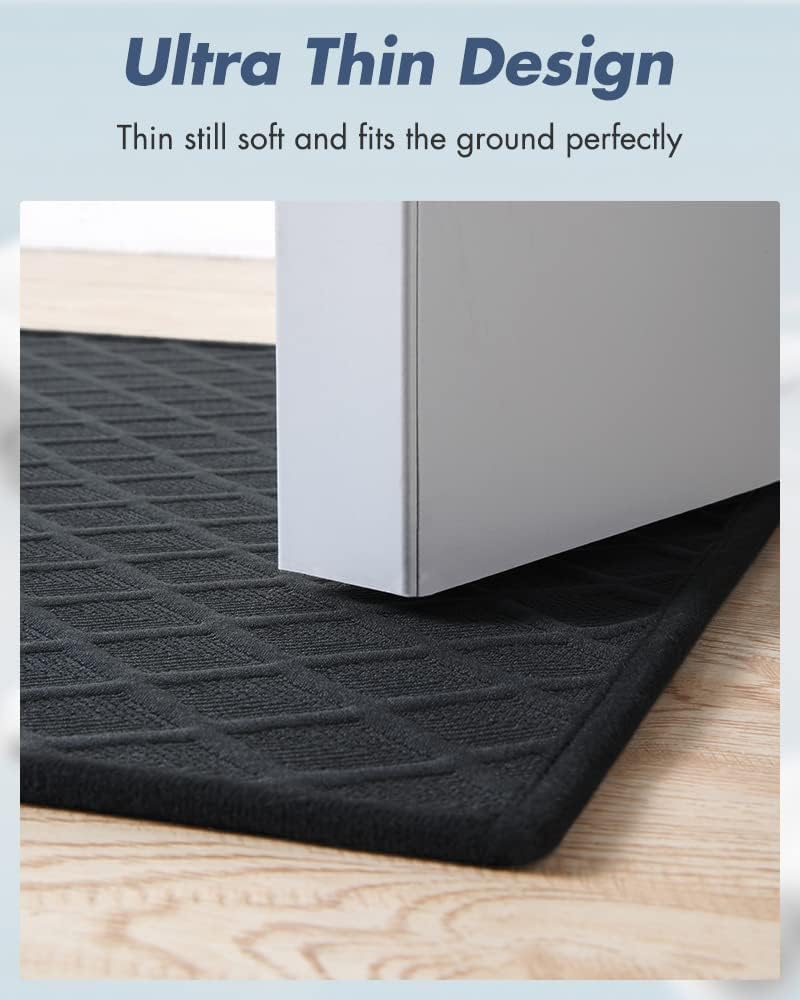 AMOAMI Bath-Mat, Ultra Thin Bath Runner Rug Mat, Rubber Backed Bath Mats for Bathroom Non Slip, Absorbent Bath Rug for Bathroom Floor, Shower, Sink 2'x 4'(24" x 47") Black