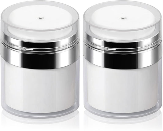2Pack 15ml Airless Pump Jar - 0.5 Oz Moisturizer Pump Dispenser, Travel Lotion Container Vacuum Bottle for Skincare, Thick Moisturizer