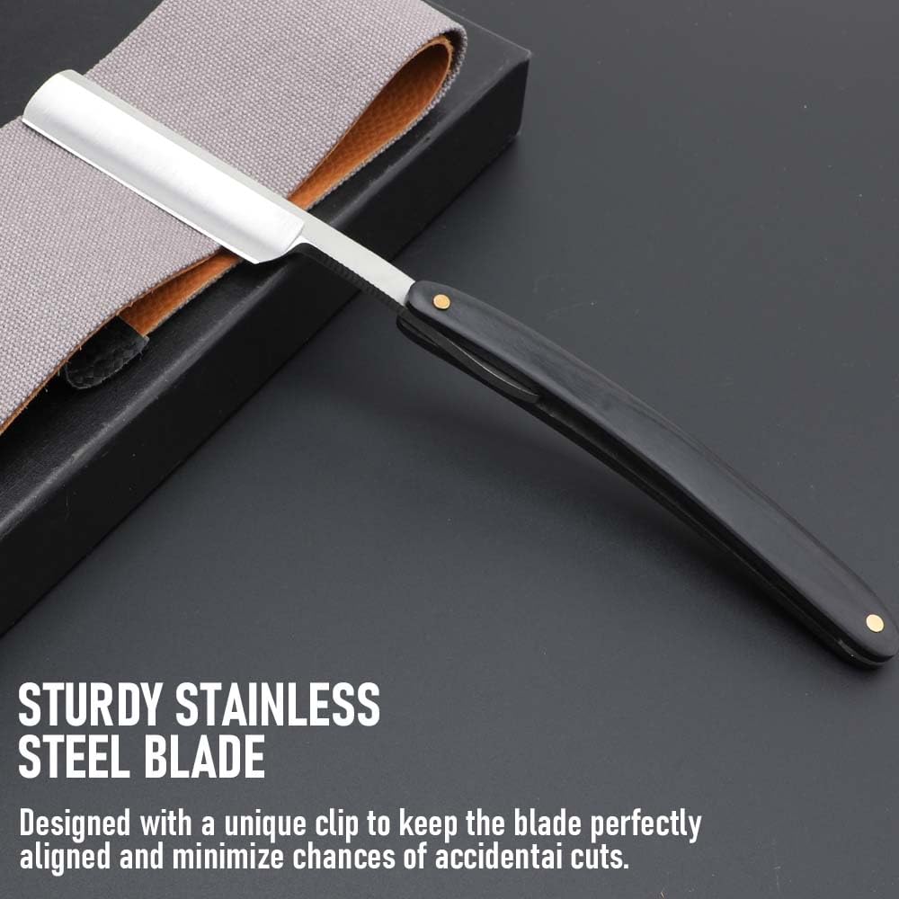 Professional Straight Edge Barber Razor,Straight razors for men, Premium Stainless Steel Shaver Razor with Shaving Strop for Men Home & Salon Grooming Using (NO.188)