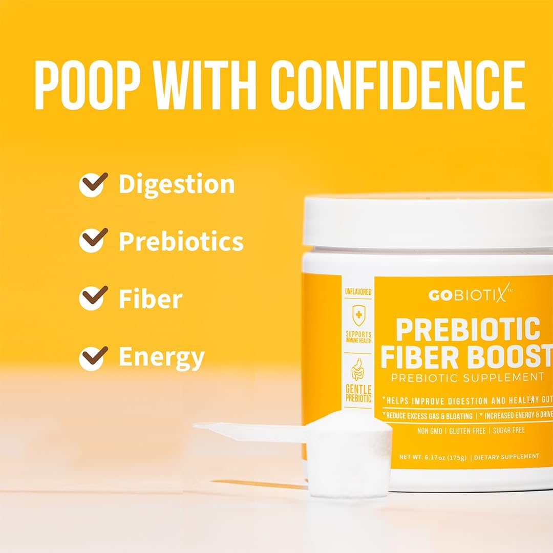 GOBIOTIX Fiber Supplement Powder with Prebiotics for Digestive Health and GLP-1 Support, Soluble Fiber for Gut Health & Debloat, Keto, Vegan, Gluten & Sugar Free, 35 Servings (3 Pack)
