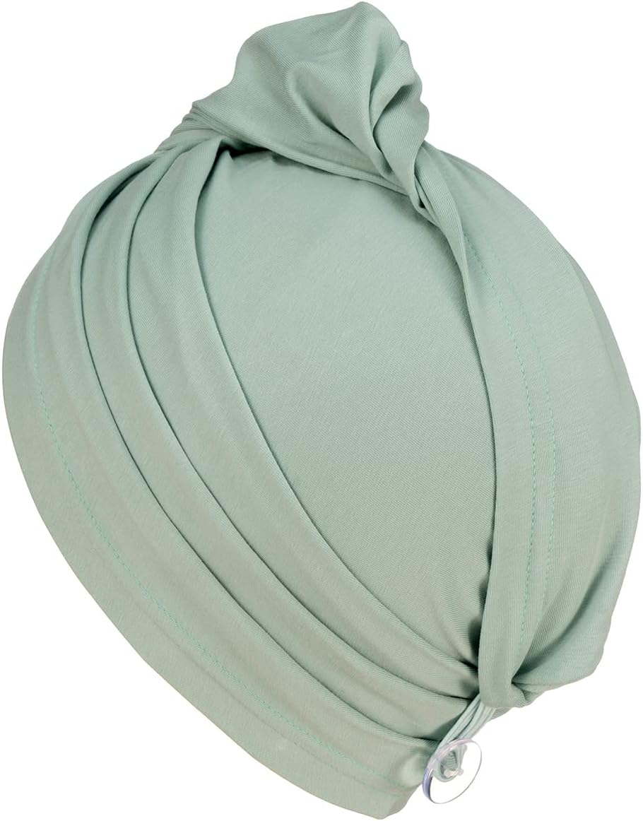 Tee Shirt Drying Wrap, Frizz Free, Soft & Lightweight&Flexible, Hair Drying Turban, Gentle Drying Towel Wrap with Button, for Long Hair (Sage)