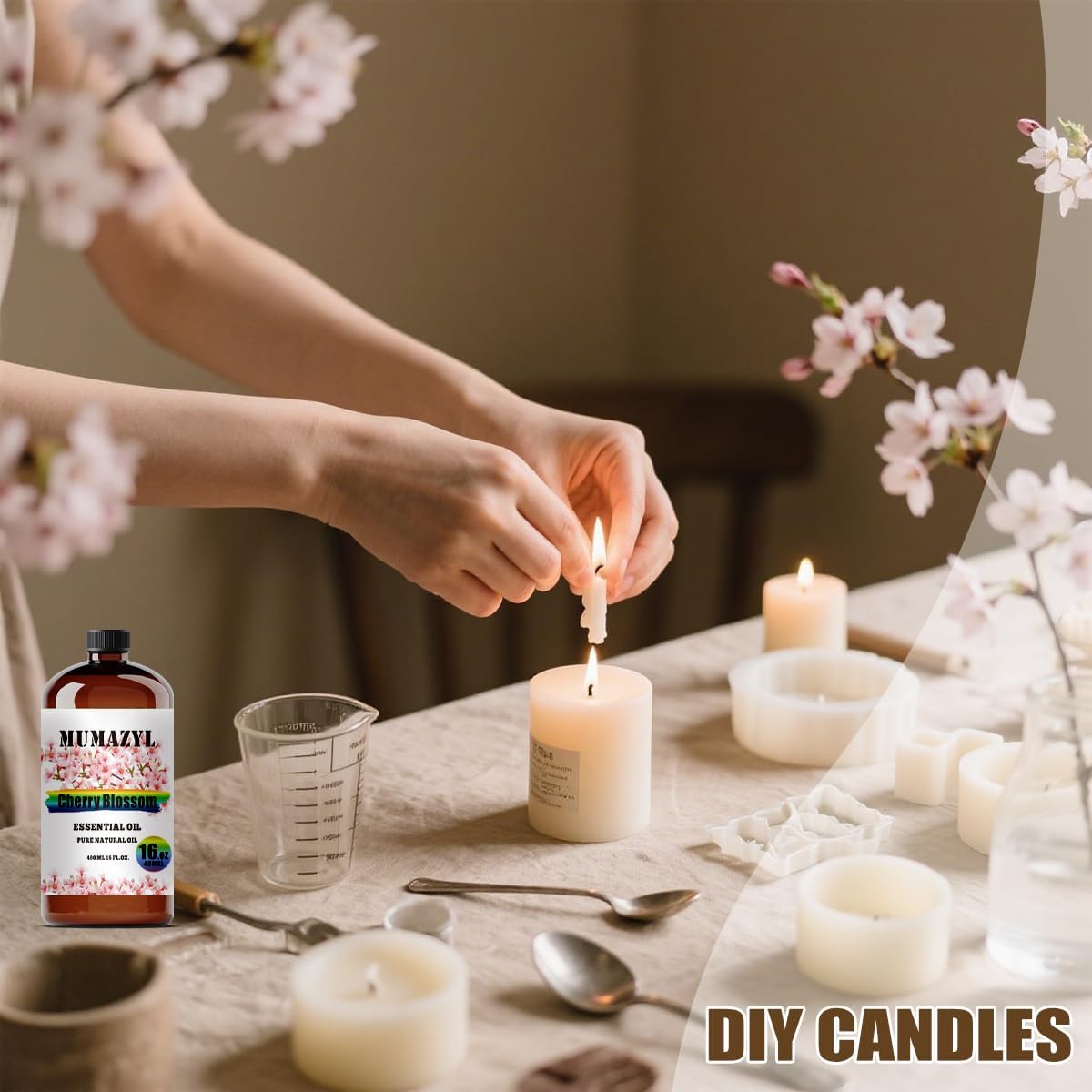 Cherry Blossom Essential Oil, Cherry Blossom Oil 16 Fl Oz 480ML for Diffuser Humidifier Yoga Cleaning DIY Candle Soap Making Essential Oils