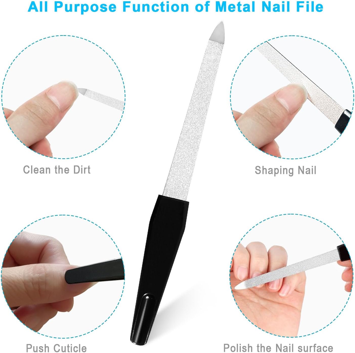 Nail Files and Buffers, 17PCS Professional Metal Nail File and Emery Boards for Natural Nails(100/180 & 600/3000 Grit), Reusable with Washable Nail Buffer Block for Women Home and Salon