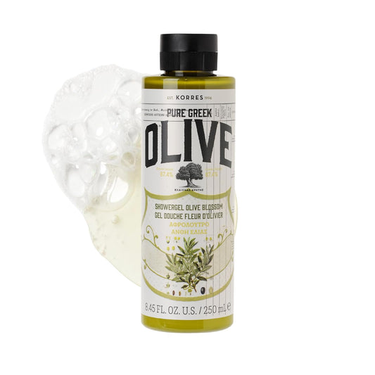 KORRES Shower Gel for Dry Skin, Moisturizing Body Wash Cleanser Made with Pure Greek Olive Oil, Hydrating and Nourishing Bath Soap for Smooth, Supple Skin, Olive Blossom Scented, 8.45 fl oz