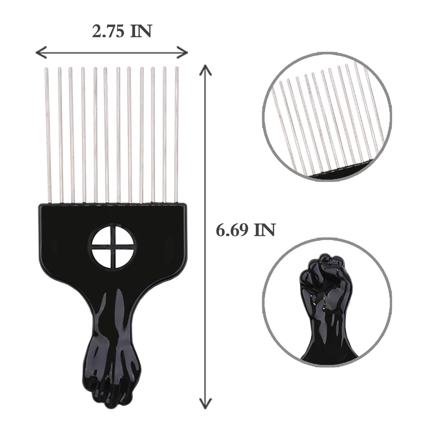 2 Pack Afro Comb and Metal Wig Detangler - Braid Styling Comb for Detangling and Styling Hair, Hair Pick