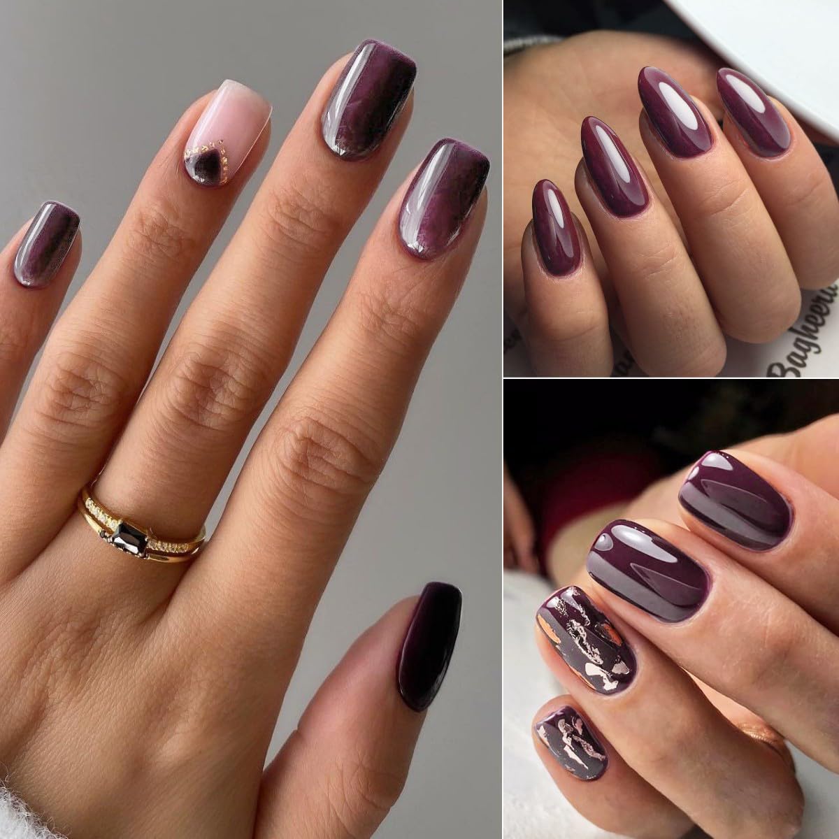 AILLSA Maroon Red Gel Nail Polish Burgundy Purple Jelly Gel Polish Grape Wine Polish Dark Color Opaque Nails Soak Off U V Gels Manicure Salon DIY Holiday Day Gift for Women 0.51 Fl Oz/GF04