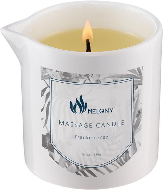 MELONY Massage Candle 8.1Oz Moisturizing Luxurious Relaxing Essential Oil Body Massage Candle for Home Spa (Frankincense)