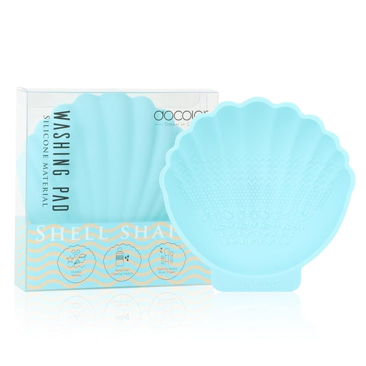Docolor Silicone Makeup Brush Cleaner Mat Shell shape make up brush cleaner pad Big Size, Makeup Brush Cleaning Mat, Brushes Cleaning Tool, Portable Washing Tool for Makeup Cosmetic Brushes