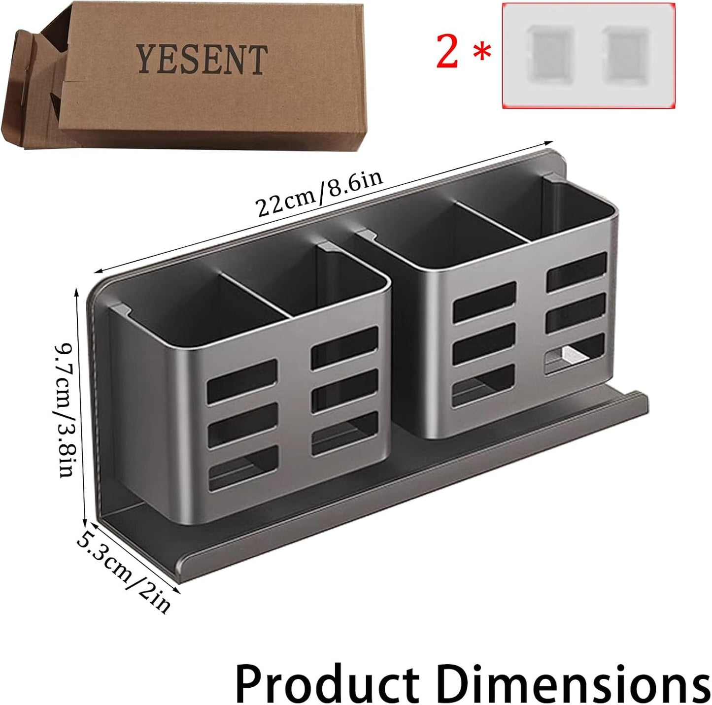 Aluminum Toothbrush Holder Self-Adhesive Hanging Bracket Shower Toothbrush Razor Holder Suitable for Toothbrush, Toothpaste, Razor and Comb etc Bathroom Storage