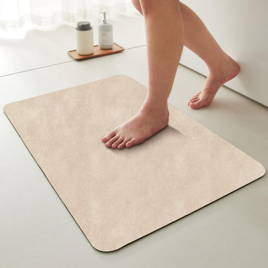 Bath Mat, Bathroom Rugs Non Slip Washable Thin Absorbent Quick Dry Bath Mat Fits Under Door Bathroom Floor Mat Perfect for Bath, Shower, or Sink 36"x60" Beige