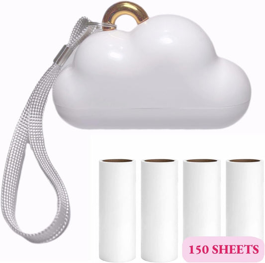 Portable Lint Roller 150 Sheets Travel Size, Mini Lint Roller for Clothes and Reusable Pet Hair Remover, Cute Small Sticky Dust Remover Refillable