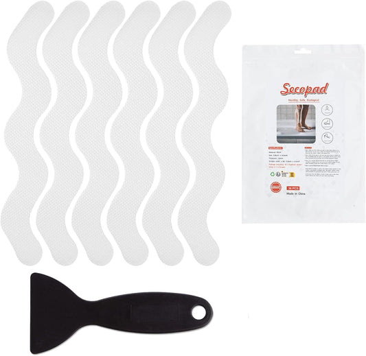 Patented 36 PCS Anti Slip Shower Stickers, Safety Bathtub Strips Adhesive Decals with Premium Scraper for Bath Tub Shower Stairs