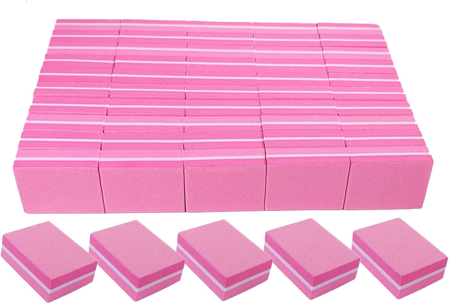 180/240 Grit Nail Buffers (50 Pack), Mini Buffer Block Nail File for Acrylic Nails and Natural Nails, Professional Nail Buffer Block Bulk Buffing Blocks for Nail Buff Manicure File Blocks Set Pink