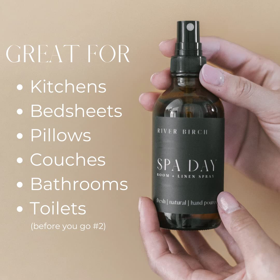 River Birch Spa Day Scented Linen and Room Spray | Home Fragrance | 4 oz Glass Amber Bottle | Luxury Signature Scent | Handmade in Texas
