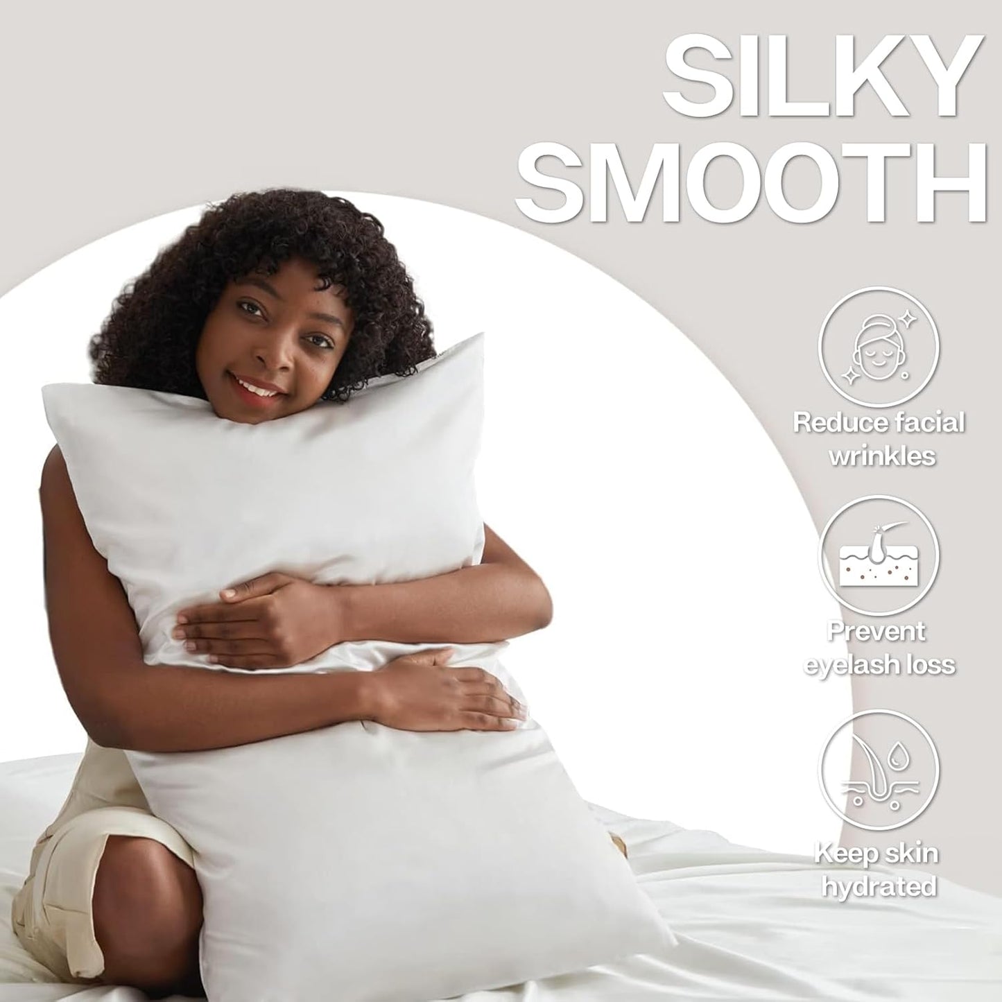 MR&HM Satin Pillowcase for Hair and Skin, Silk Satin Pillowcase 2 Pack, Queen Size Pillow Cases Set of 2, Silky Pillow Cover with Envelope Closure (20x30, Ivory)