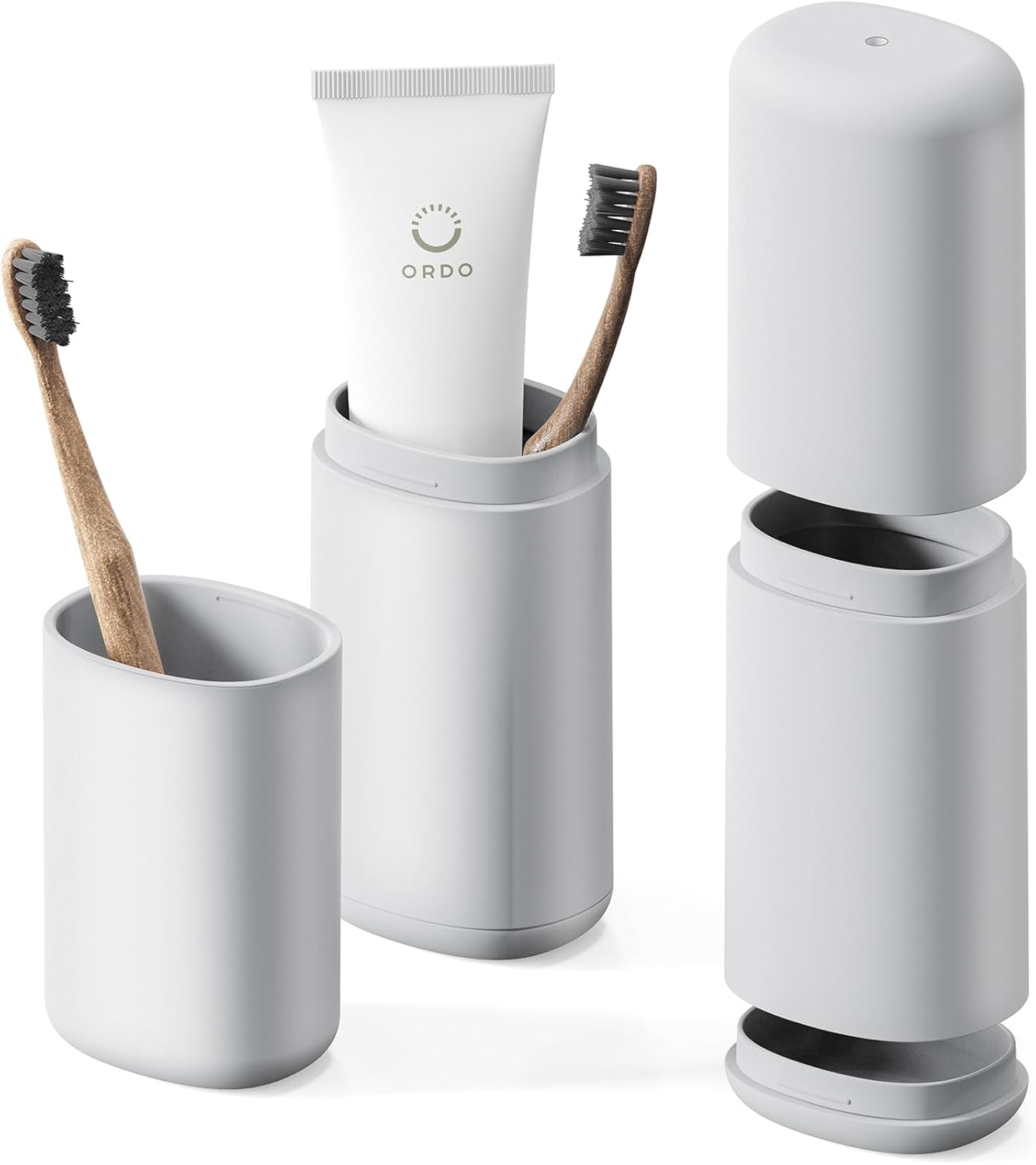 BALUCA Travel Toothbrush Case, Portable Tooth Brush Holder and Toothpaste Cover Container with Mouthwash Cup, Compact Oral Clean Tools Organizer for Traveling/Camping/School/Home - Large Capacity