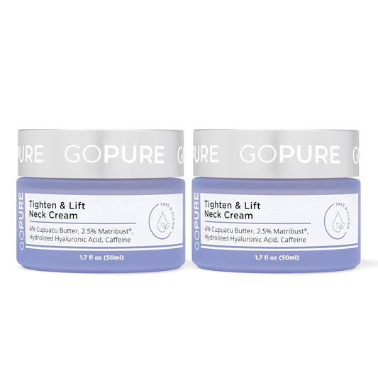 goPure Tighten & Lift Neck & Chest Moisturizer Cream for Visibly Firming, Tightening and Lifting Wrinkles & Crepey Skin, 1.7oz - Pack of 2