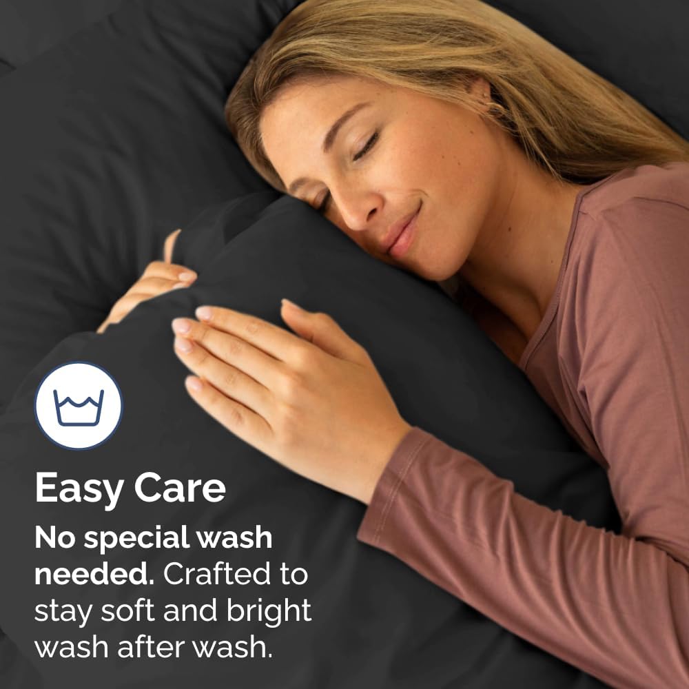 Standard Pillow Cases Set of 2 - Ultra-Soft Hotel Quality Pillowcase Covers - Comfy & Wrinkle Free - Stain and Fade Resistant - Machine Washable Pillow Protectors - 2 Piece Set - Standard Size Black
