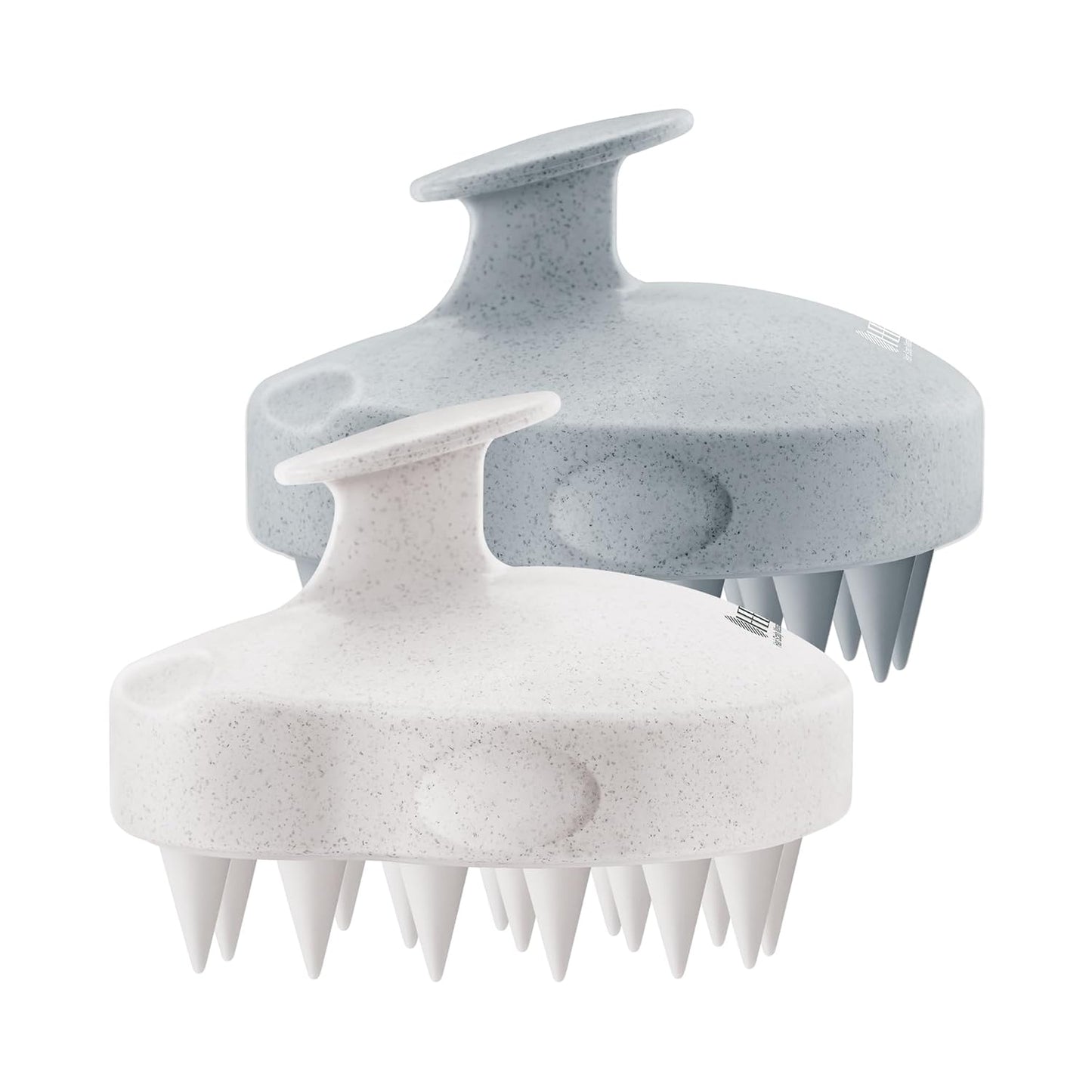 HEETA Scalp Massager 2 Pack for Hair Growth, Soft Silicone Bristles to Remove Dandruff and Relieve Itching, Scalp Scrubber for Hair Care Relax, Shampoo Brush for Wet Dry Use, New Grey & Beige