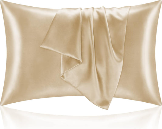 BEDELITE Satin Pillowcase for Hair and Skin, Super Soft and Cooling Similar to Silk Pillow Cases 2 Pack with Envelope Closure, Gift for Women Men(20"x36" King Size, Champagne)